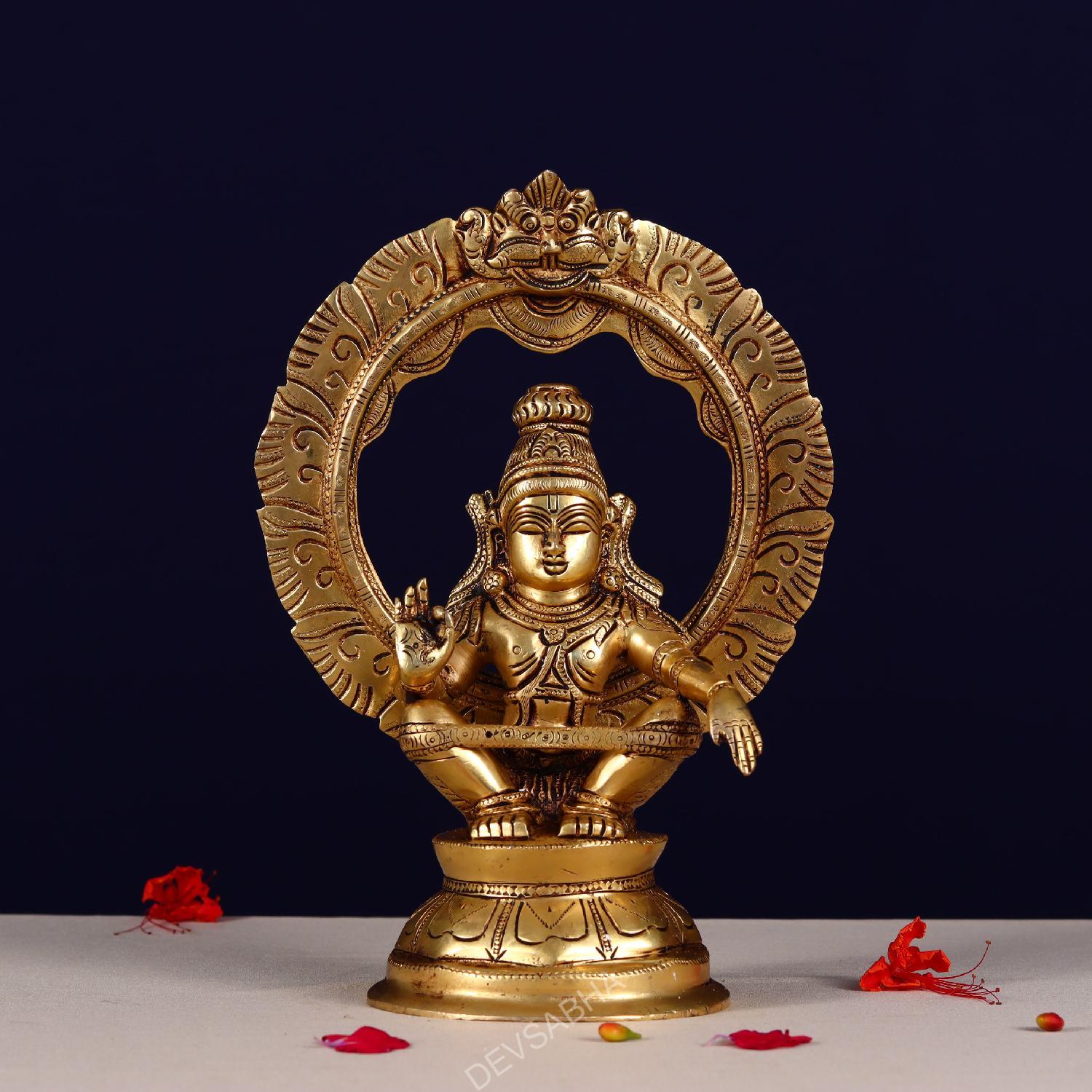 brass lord ayyappa ayyappan idol height 10 inch