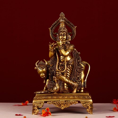 brass krishna idol height 14 inch
