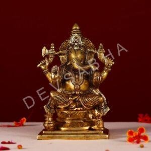 antique brass ganesha idol height 8.5 inch/