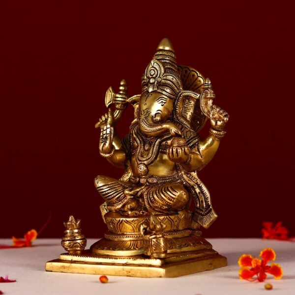 Antique brass ganesha idol height 8.5 inch