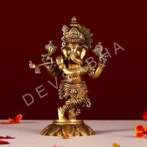 brass bansi ganesha idol height 8.5 inch
