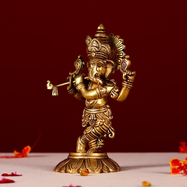 brass  bansi ganesha idol height 8.5 inch