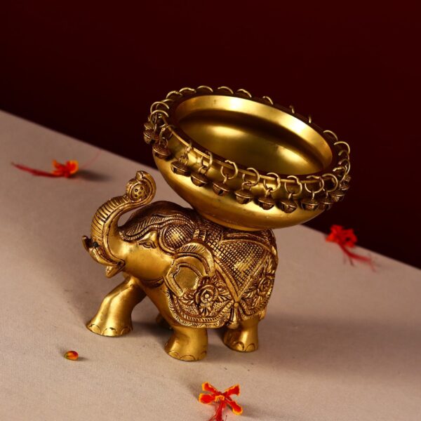 Brass elephant urli height 7.5 inch