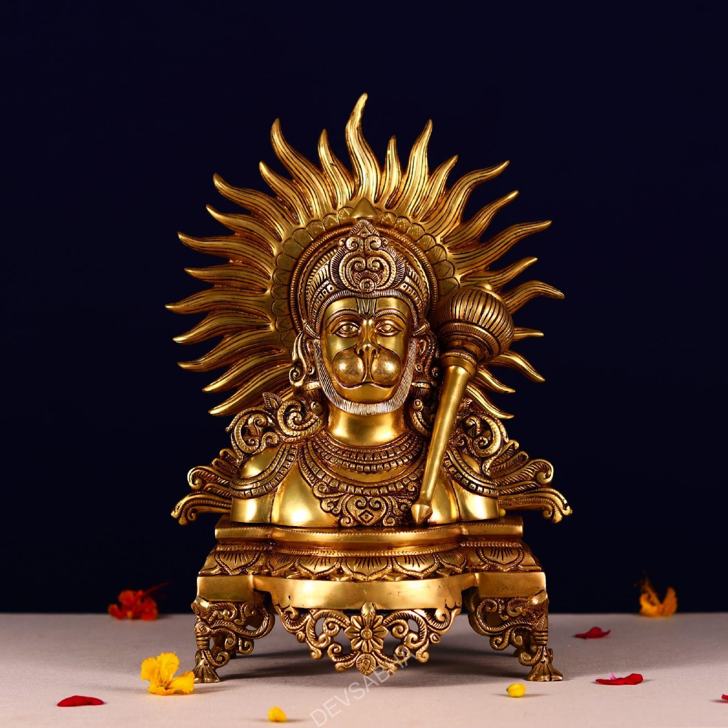 brass hanuman idol bust height 14.5 inch