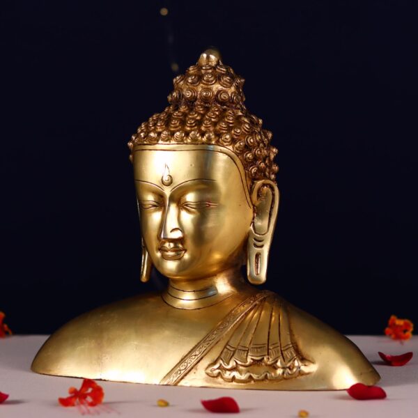 brass buddha statue face height 11.5 inch
