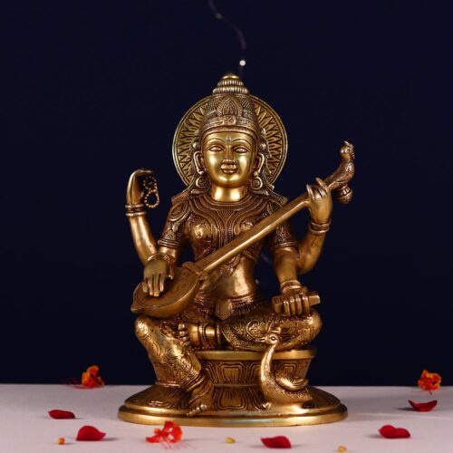 super fine brass saraswati idol height 16 inch