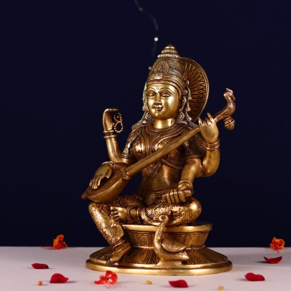 super fine brass saraswati idol height 16 inch