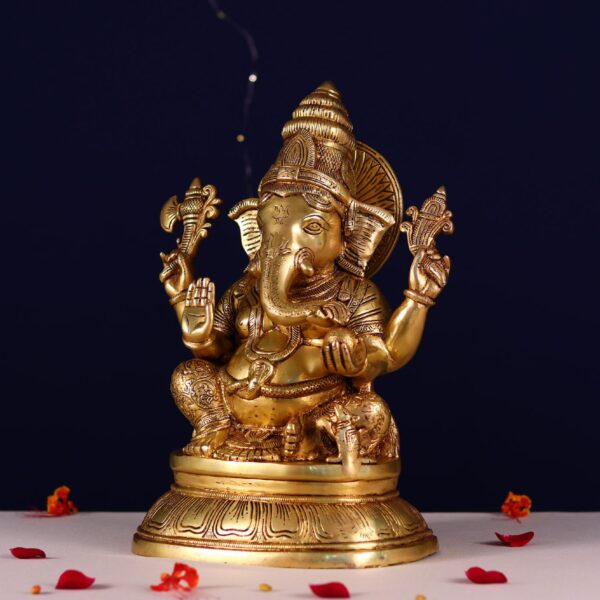 brass lord ganesha idol height 16.5 inch