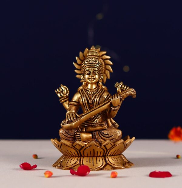 brass saraswati mata idol height 7.5 inch