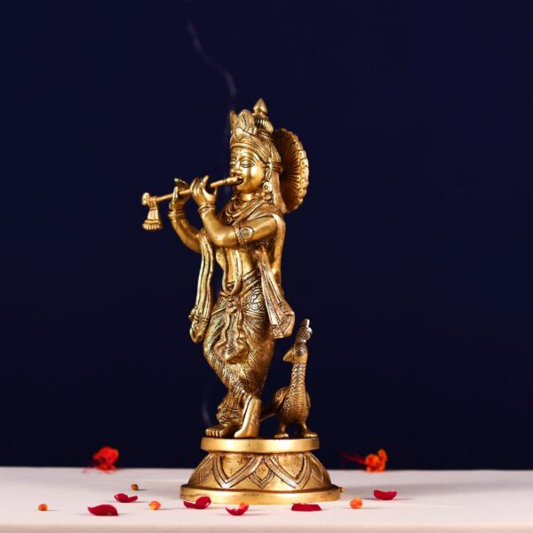 brass krishna idol height 15 inch