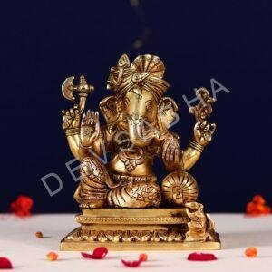 brass pagdi ganesh idol height 8 inch