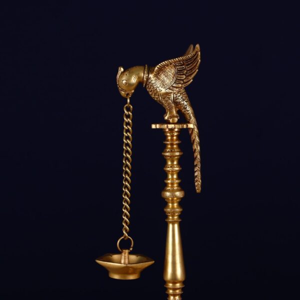 Brass parrot diya height 20.5 inch