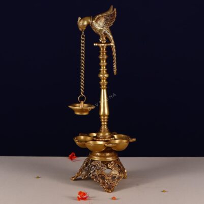 Brass parrot diya height 20.5 inch