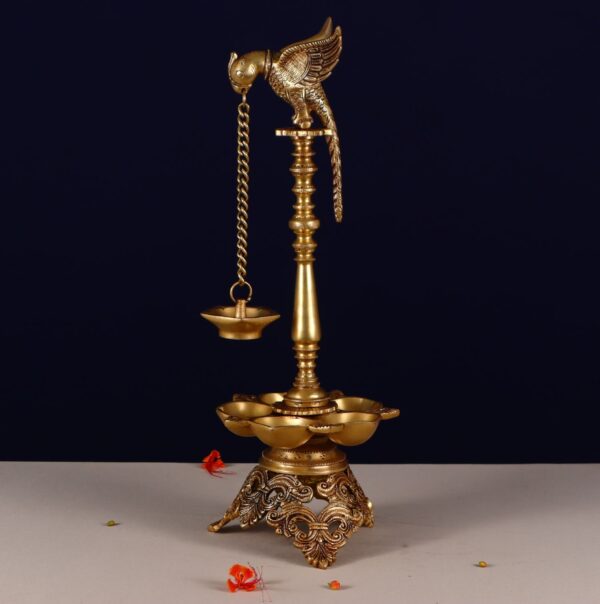 Brass parrot diya height 20.5 inch