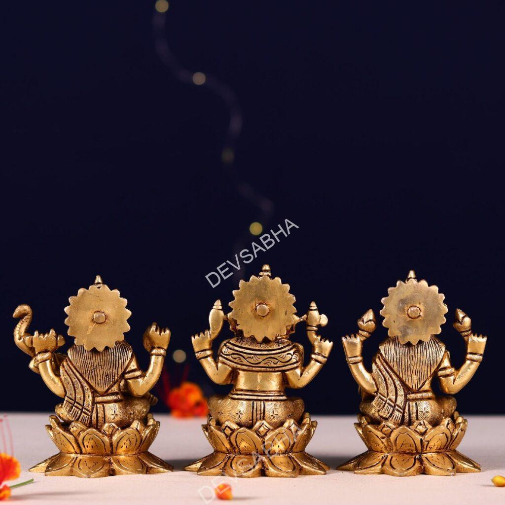 brass ganesha laxmi saraswati pair height 4.5 inch