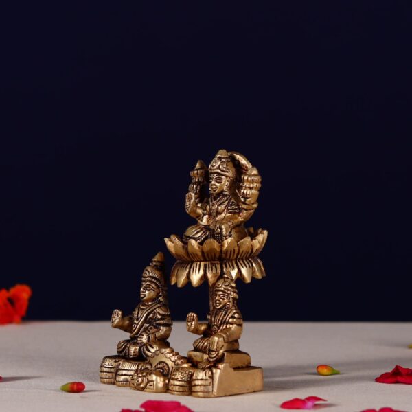 Brass lakshmi, kuber statue with chitralekha