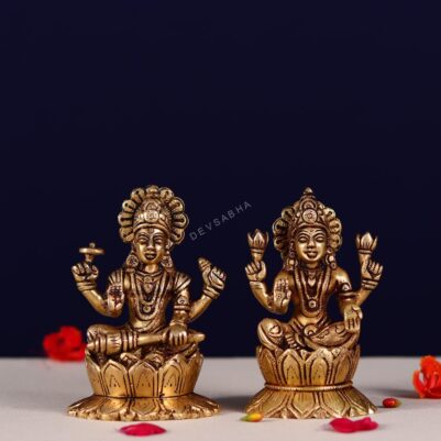 Small brass Laxmi Narayan Statue