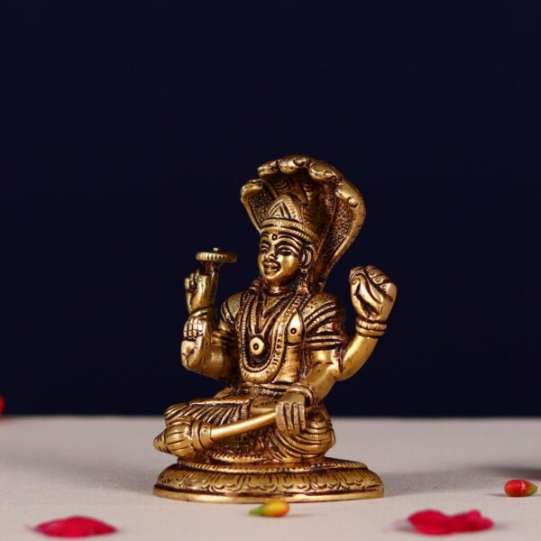 Brass Vishnu / narayan murti sitting on shesh nag Height 4.5 Inches
