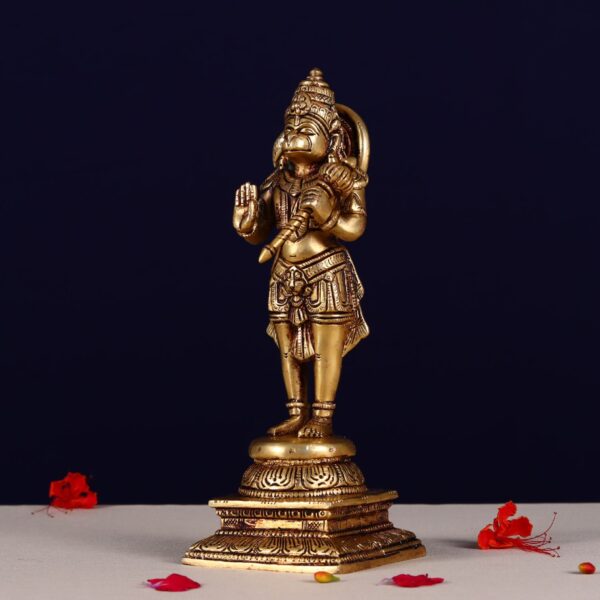 brass hanuman idol on standing position height 9.6 Inches