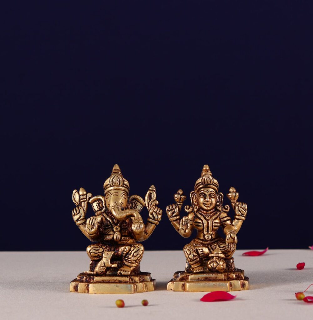 laxmi ganesh brass murti height 3.5 inches