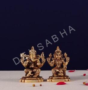 laxmi ganesh brass murti height 3.5 inches