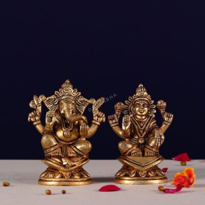 Laxmi ganesh brass murti height 4.8 inches