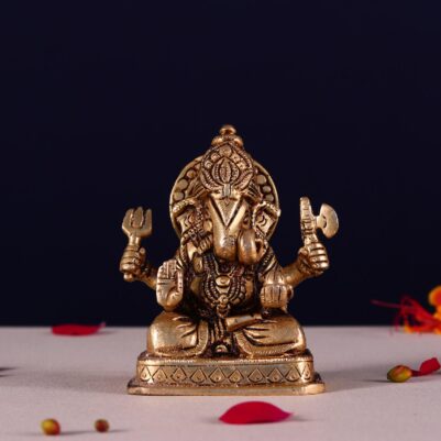 brass dagdu ganesh idol 4 inch