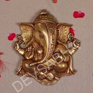 wall hanging brass lord ganesha plate height 8.5 inch