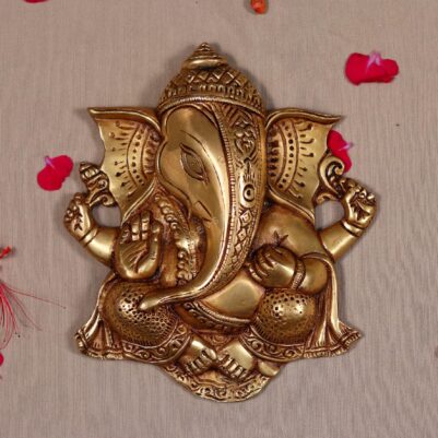 wall hanging brass lord ganesha plate height 8.5 inch