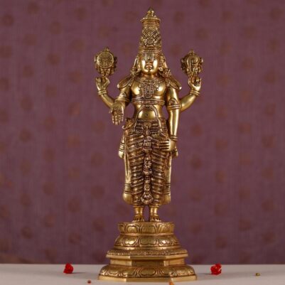 Brass Tirupati Balaji idol for home 19.5 inch front view – Devsabha