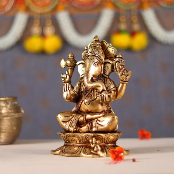 Elegant Brass Lord Ganesha Statue height 8 inch