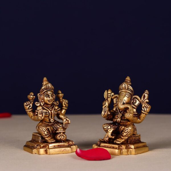 Brass ganesha lakshmi pair height 3.5 inch
