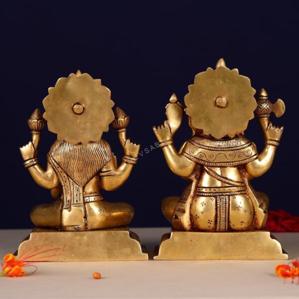 Brass ganesh laxmi pair height 8.1 inch