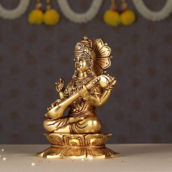 brass saraswati mata idol height 8 inch inches