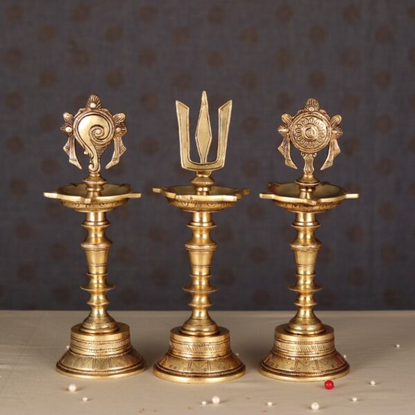 brass sankha chakra namah lamp height 12 inch
