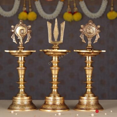 brass sankha chakra namah lamp height 12 inch