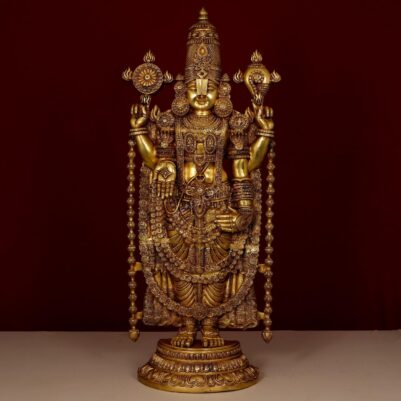 Brass Tirupati Balaji idol 48 inch full view - Venkateswara murti - Devsabha