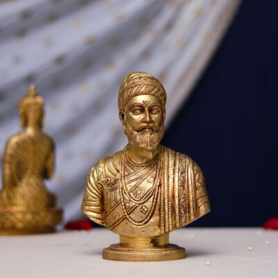 Brass Chhatrapati Shivaji Maharaj Bust Sculpture 8Inches