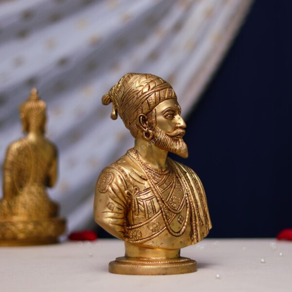 Brass Chhatrapati Shivaji Maharaj Bust Sculpture 8Inches