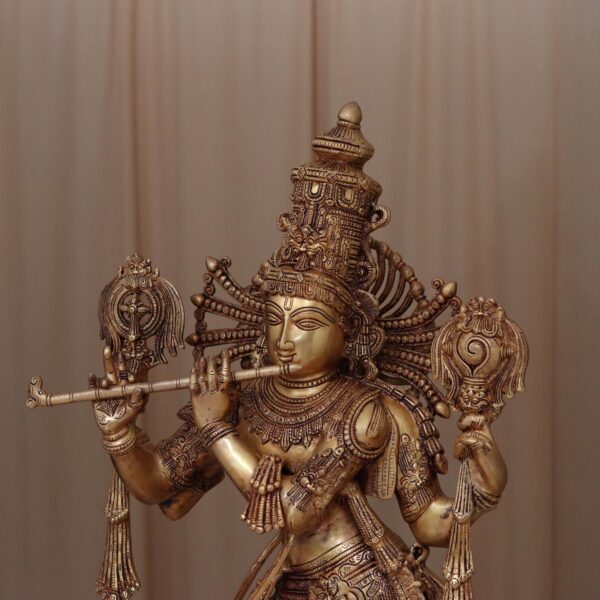 Brass large size krishna idol with sankha chakra Height 41 Inches