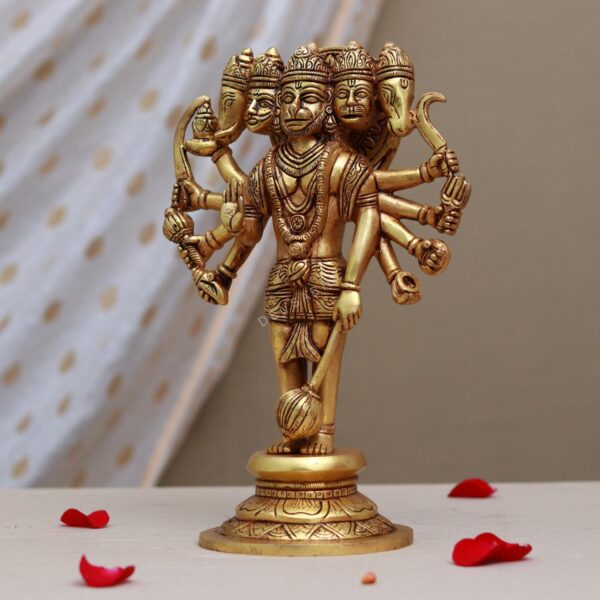 brass panchmukhi hanuman idol height 11.7 inch