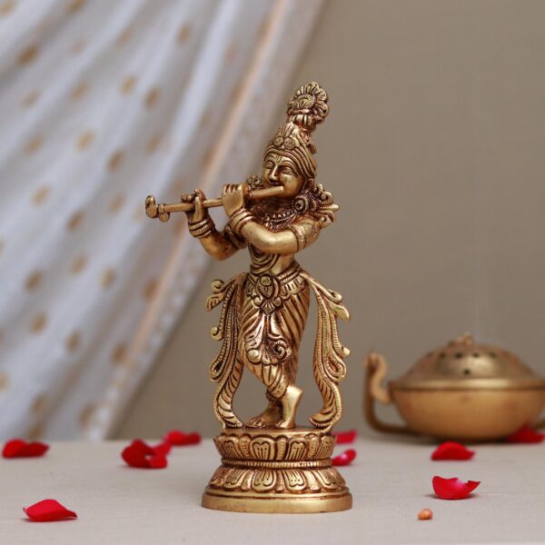 Brass krishna idol height 9.1 inches