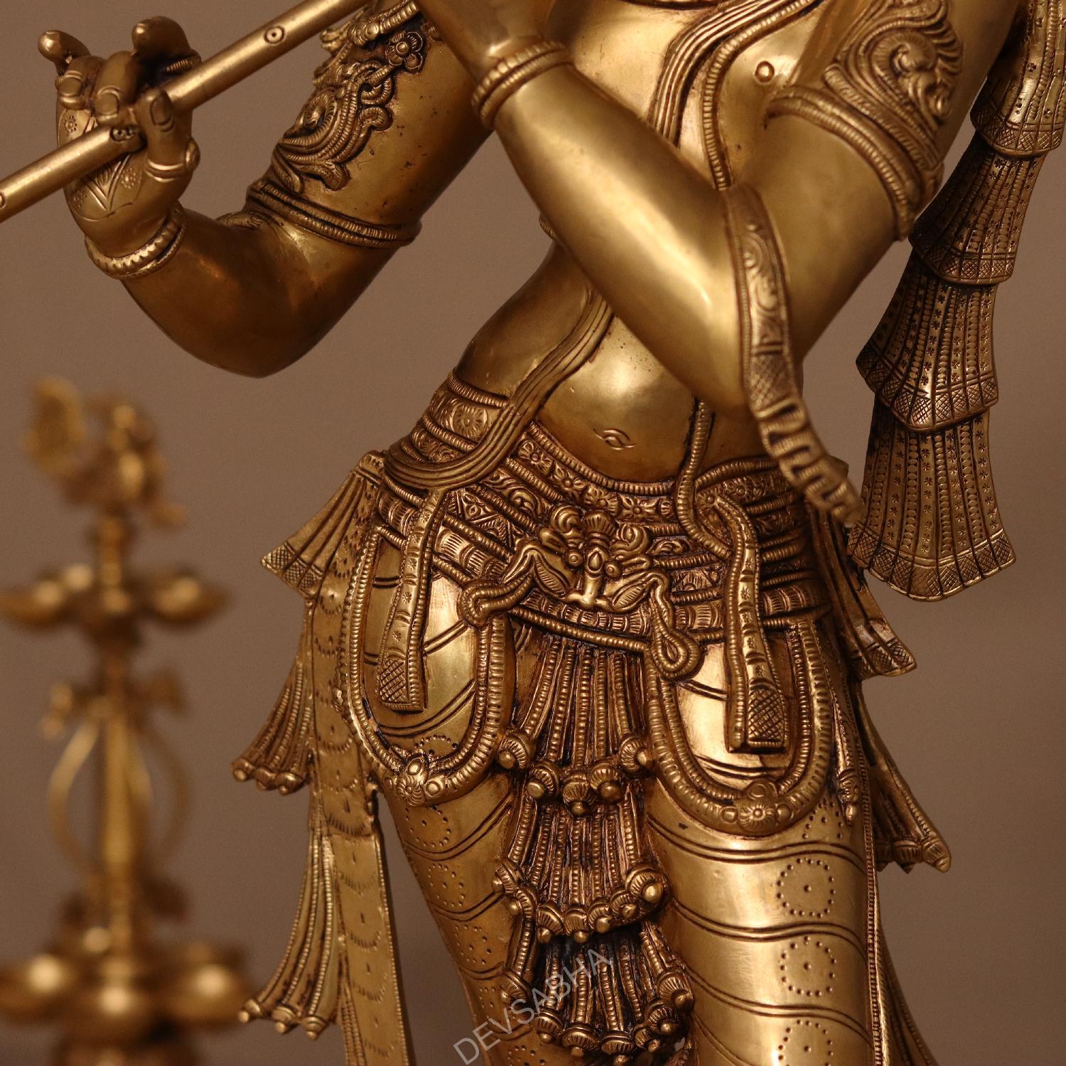 SOLD Bronze Gopal Krishna Statue Octogonal base 18