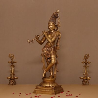 Tribhangi posture 3 feet brass lord krishna