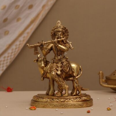 brass krishna idol height 8 inch