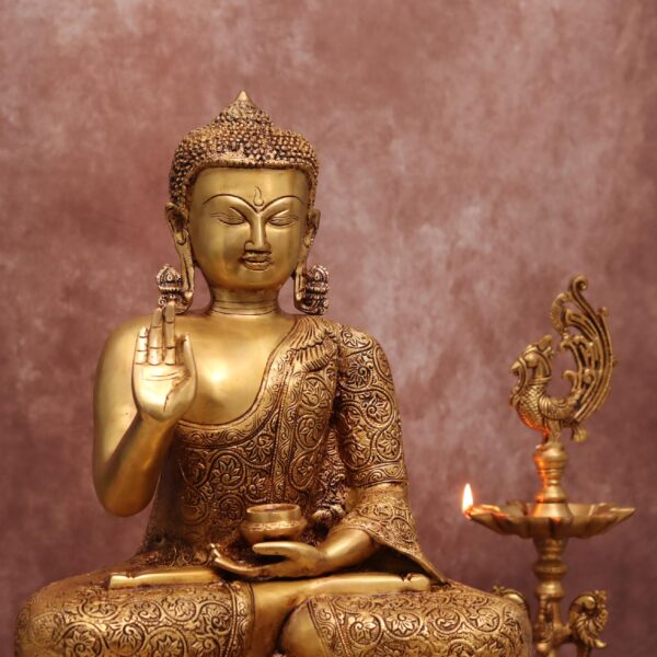 large size brass  budhha statue height 20.6 inches