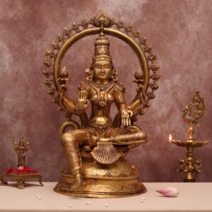 brass goddess laxmi idol with frame ( 27 inches )
