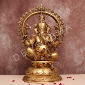 Large brass ganesha idol with frame ( 27 inches )