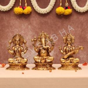 brass ganesh laxmi saraswati idol