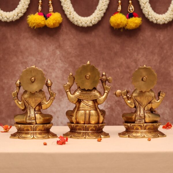 brass ganesha laxmi saraswati pair height 8 inch